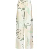 Smashed Lemon Wide leg broek met groene en beige bladprint |
