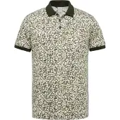 Cast iron poloshirt groen geprint 3-knoops