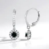 Cavill - Zilveren Oorbellen 925 Sterling Zilver met Platina - 2 Ronde Mezezo Opalen 0,31 ct - 1,11 ct Pavé Tanziaanse Zirkonen - Elegant Design