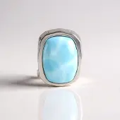 Cavill - Elegante Dameshanger - 10K Goud Verguld & 925 Sterling Zilver - Blauwe Larimar 10,089 ct - Antieke Cabochon - Monosono Collectie