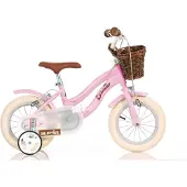Aurelia Retro Meisjesfiets 12 Inch Roze met Zijwieltjes – Meisjesfiets 3-5 Jaar