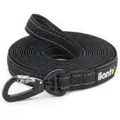 Lionto Trainingslijn lang, antislip grip & reflecterend zwart 5 m