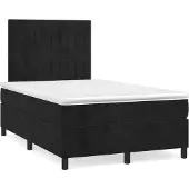 vidaXL Boxspring met matras fluweel zwart 120x190 cm