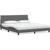 vidaXL Bed met matras "Hanko" stof donkergrijs 180x200 cm