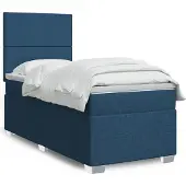 vidaXL Boxspring met matras stof blauw 80x200 cm