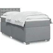 vidaXL Boxspringbed met matras, lichtgrijs, 90x190 cm, gestoffeerd