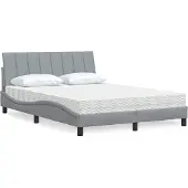 vidaXL Bed met matras "Hanko" stof lichtgrijs 140x200 cm