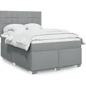 vidaXL Boxspringbed met matras, lichtgrijs, 160x200 cm, gestoffeerd