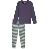Schiesser Pyjama 'Casual Essentials' beige / donkerblauw / pastelgroen