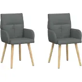 vidaXL Eetstoelen 2 st Stof Donkergrijs 60 x 56 x 96 cm