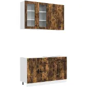 vidaXL Keukenblok PORTO 4 pcs Gerookt eiken Bewerkt hout