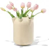 HEMA Tulpenvaas ⌀15x21cm Keramiek Groot Spikkels Wit