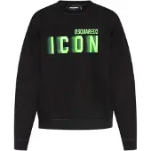 Dsquared2 Icon Blurred Lime Logo Crew Neck Black Jumper