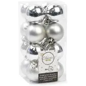 Décoris Kerstballen set | | Ø 4 cm | 16 stuks (Zilver)