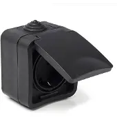 Q-Link - Wandcontactdoos - Buitenstopcontact - Opbouw - 1-voudig Stopcontact - Spatwaterdicht IP54 - Randaarde - Kinderbeveiliging - Mat Zwart