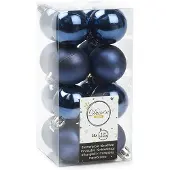 Décoris Kerstballen set | | Ø 4 cm | 16 stuks (Blauw)