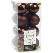 Décoris Kerstballen set | | Ø 4 cm | 16 stuks (Bruin)