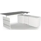 Kerkmann Move 3 Zit-sta-bureau Vrije vorm Grafiet T-Voet 3 Lades 1,800 (B) x 800 (D) x 720 (H) mm Hout