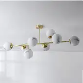LumenXL Design plafondlamp Osem goud met marmerlook bollen, 8-lichts