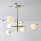 LumenXL Plafondlamp Sest goud met marmerlook bollen, 6-lichts