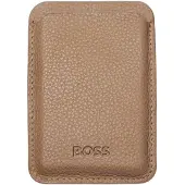 HUGO BOSS Magnetic card holder for smartphone Classic Grained Camel