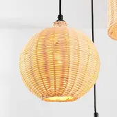 LumenXL Boho hanglamp Misu van rotan met drie natuurlijke kappen