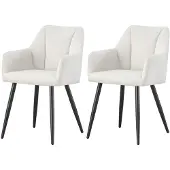 Furnilux Bella fauteuil crème set van 2 moderne loungefstoel met metalen frame