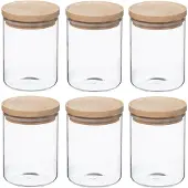 Wellhome Set Van Glazen En Houten Potten 600ml 6 Eenheden