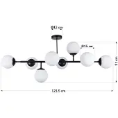 LumenXL Design plafondlamp zwart met melkwit glazen bollen - Osem