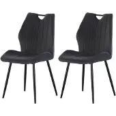 Furnilux Christin stoel set van 2 antraciet moderne fauteuil met fluwelen bekleding
