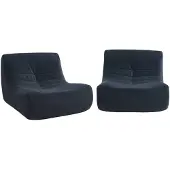 Sweeek Fauteuils waterafstotend velours Sokol 1 zitplaats (set van 2) Donkerblauw