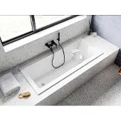 Badland Badkuip, rechthoekig, modern, SLIM, 180x80 cm, met rand van 15 mm, inclusief afvoerkit en poten. GRATIS, zonder afwerking