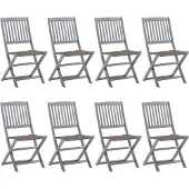 vidaXL Inklapbare stoelen 8 st met kussens massief acaciahout
