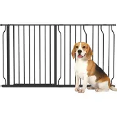 PawHut Hunde Türschutzgitter Treppenschutzgitter, 75-145 cm Hunde Türgitter, Klemmgitter, Schutzgitter, Zwei-Wege-Öffnung, Stahl, Schwarz