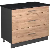 Vicco Keukenonderkast Fame-Line, Goudkleurig Eiken/Antraciet, 100 cm, WB Antraciet