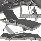 TecTake -ligbed Océane-Wicker tuinset- 5-voudig verstelbare rugleuning-lichtgrijs - 403855