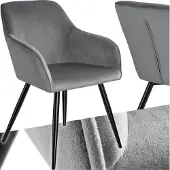TecTake - Stoel - eetkamerstoel - Marilyn fluweellook zwart / grijs - 403659