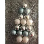 Timstor 17 stuks Kerstballen Wit/zilver/blauw 5cm onbreekbaar