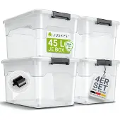 Juskys Opbergbox / Opslagdoos 45 L - Kunststof - 4-Delig - Incl. Deksel