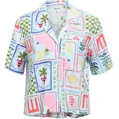 Object Blouse 'OBJEdie' hemelsblauw / groen gemêleerd / rosa / rood