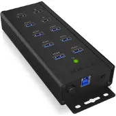 Icy Box IB-HUB1703-QC3, 7 Port USB 3.2 Gen 1 mit 1x QC 3.0 u. 2x BC 1.2 Ladeanschl. 60362 USB-hub 10 poorten USB-A USB 3.0 5 GBit/s Met snellaadpoort Zwart