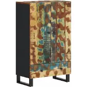 vidaXL Hoge kast met lade, 60x33x100 cm, gemaakt van massief gerecycled hout en ijzer