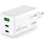 MediaRange MRMA123 Ladegerät 100W 3-Port 2x USB-C u. 1x USB-A, weiß