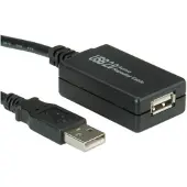 Value USB 2.0 Verleng kabel met actieve Repeater, zwart, 12 m