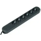 Bachmann SMART stekkerdoos 6x geaard contact, zwart, 3 m