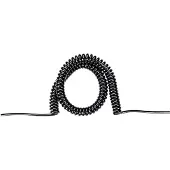 Bachmann Wendelleiding, 1,5m - 6m, zwart, 0,2m rechte aansluiting, H05VV-F, 3G1,5mm², aan beide zijden afgesneden