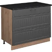 Vicco Keukenonderkast Fame-Line Donkergrijs/Goudkleurig Eiken 100 cm, WB Antraciet, Model 62039
