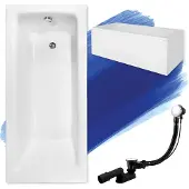 Besco Badkuip, rechthoekig, 170x75 cm, met acryl omranding, afvoerkit en poten, GRATIS | Complete set 4-in-1, originele acryl badkuip met sifon | BADLAND TALIA