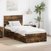 vidaXL Bedframe, gerookt eikenhout, 75 x 190 cm, houtvezel