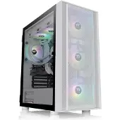 Thermaltake CA-1T9-00M6WN-01 Midi-tower PC-behuizing Wit 3 voorgeïnstalleerde LED-ventilators, LCS-compatibel, Zijvenster, Geschikt voor DIY-waterkoeling,